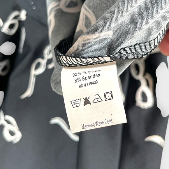 JB By Julie Brown Sheath Dress MEDIUM Black Whimsical Print Neiman Marcus NEW - Picture 10 of 11